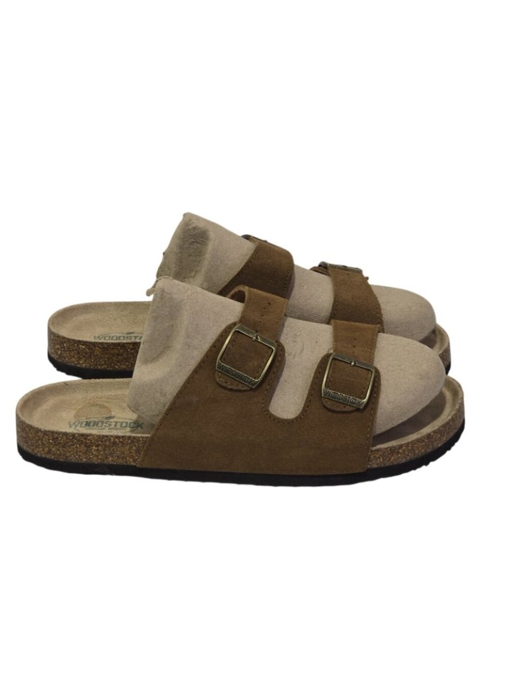 Woodstock Bert Sandals Brown Leather Suede Double Buckle Adjustable Strap 11